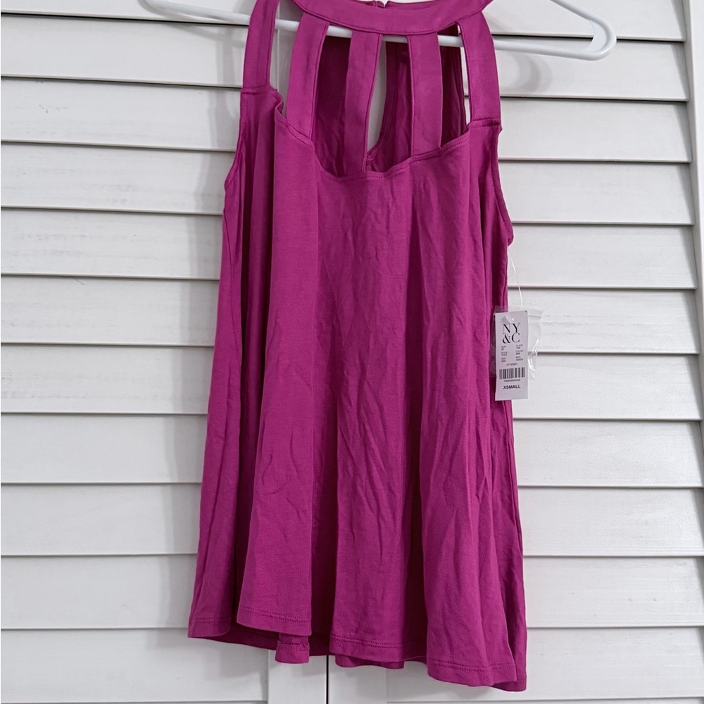New York & Company Fuchsia Cutout Tank Top